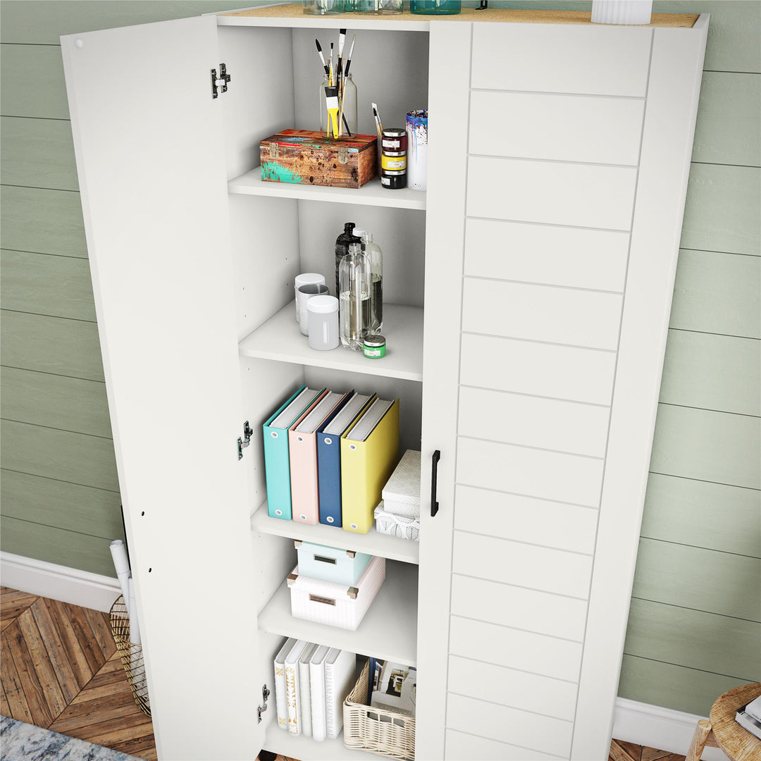 Linley 36" Wide 2 Door Shiplap Cabinet with Adjustable Shelving - White