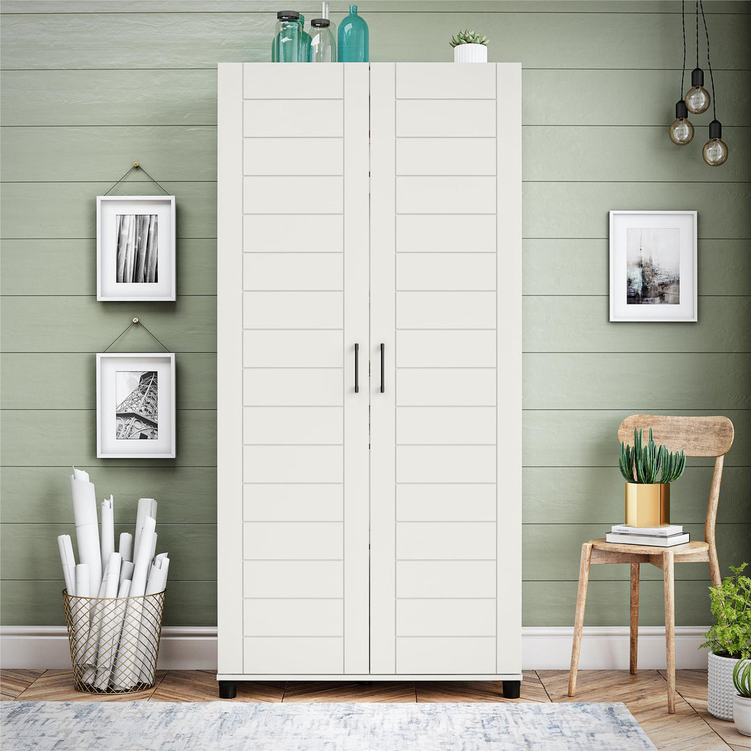 Linley 36" Wide 2 Door Shiplap Cabinet with Adjustable Shelving - White