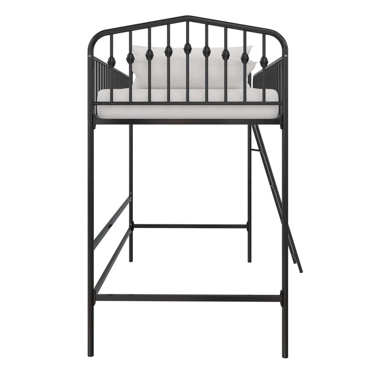 Novogratz Bushwick Metal Twin Loft Bed, Black - Black - Twin