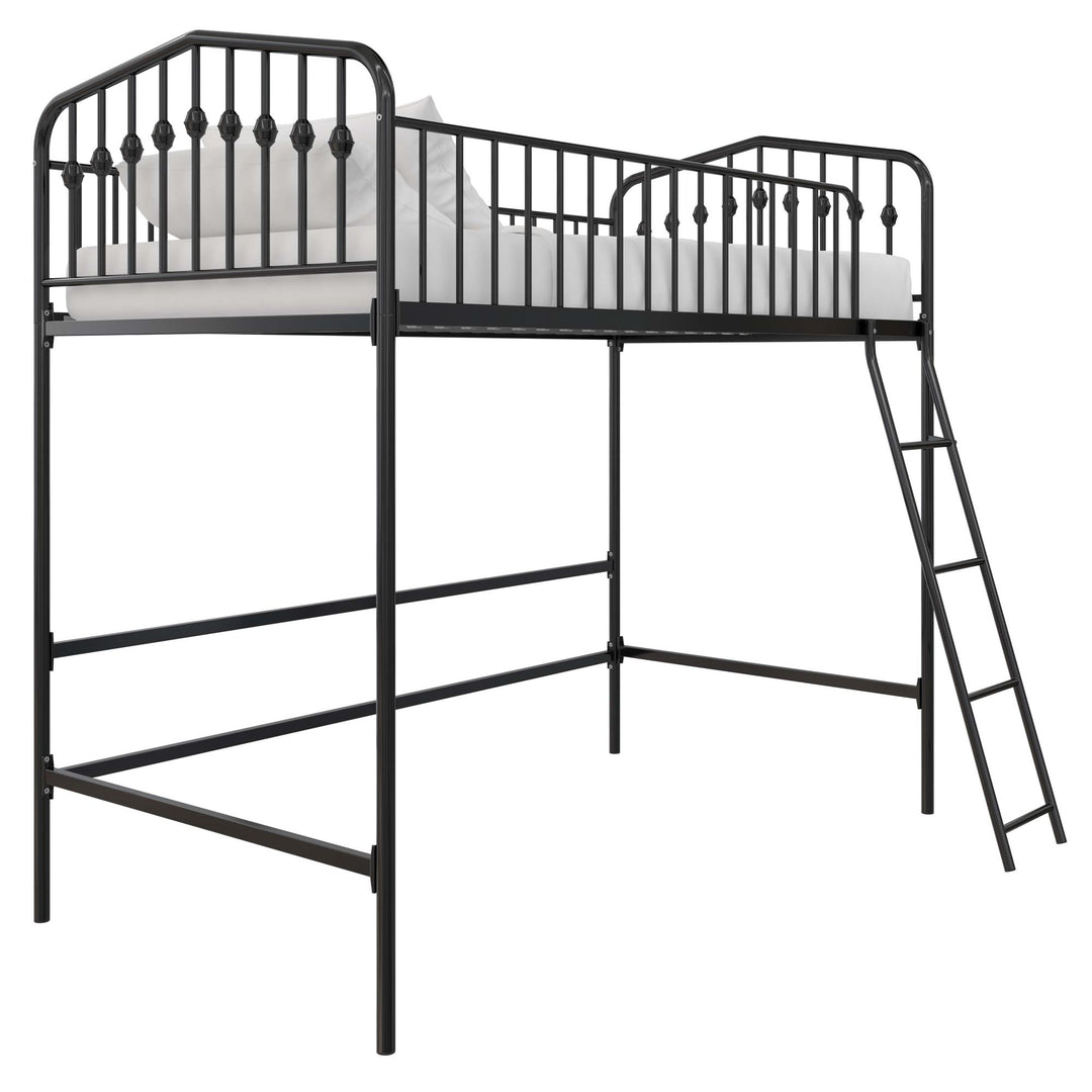 Novogratz Bushwick Metal Twin Loft Bed, Black - Black - Twin