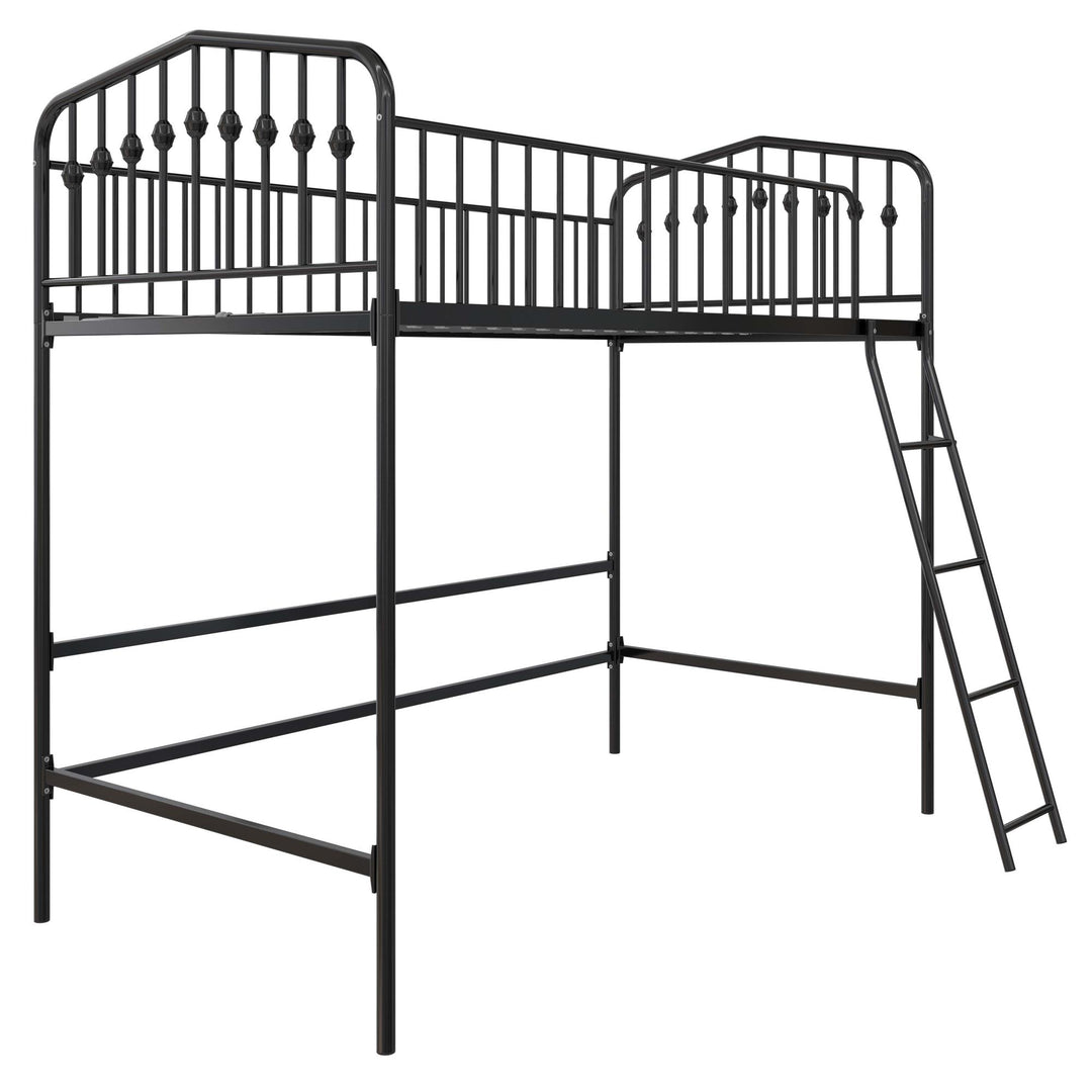 Novogratz Bushwick Metal Twin Loft Bed, Black - Black - Twin