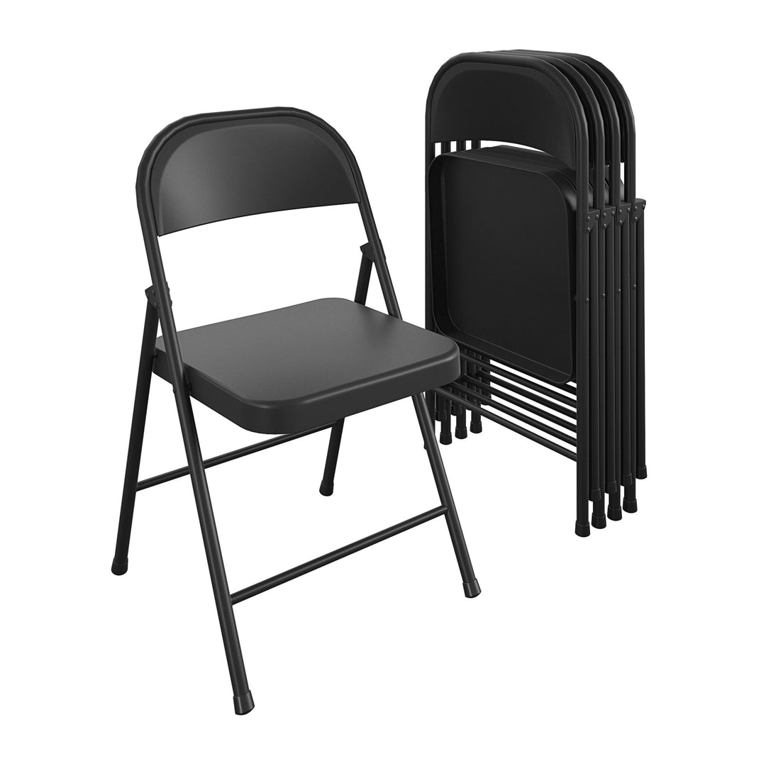 SmartFold All-Steel Folding Chair, Set of 4 - Black - 4-Pack