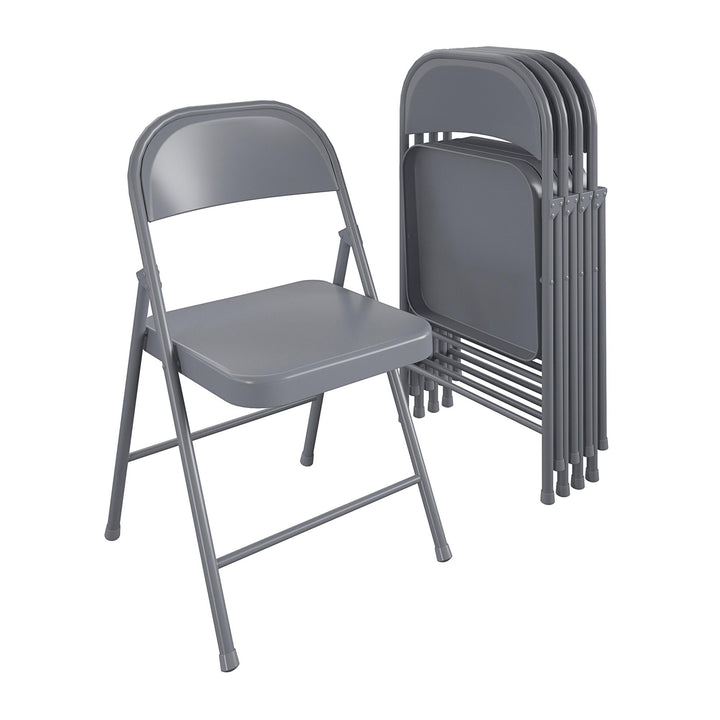 SmartFold All-Steel Folding Chair, Set of 4 - Graphite Grey - 4-Pack