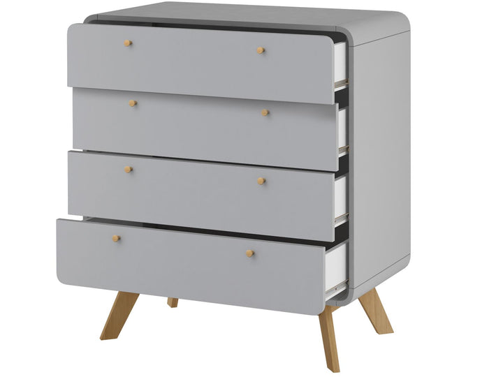 Leva Scandinavian Style 4 Drawer Dresser - Gray