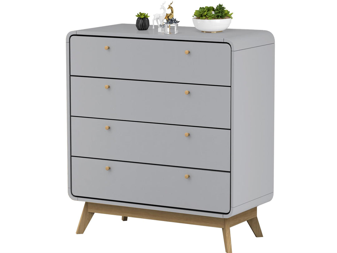 Leva Scandinavian Style 4 Drawer Dresser - Gray