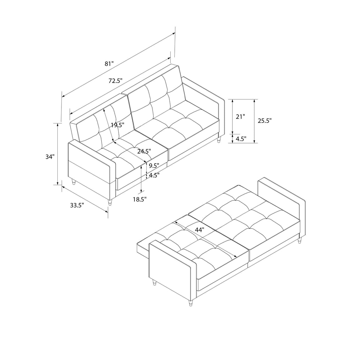 Penelope Pin Tufted Futon - Blue