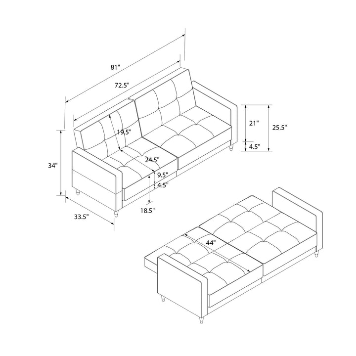 Penelope Pin Tufted Futon - Blue