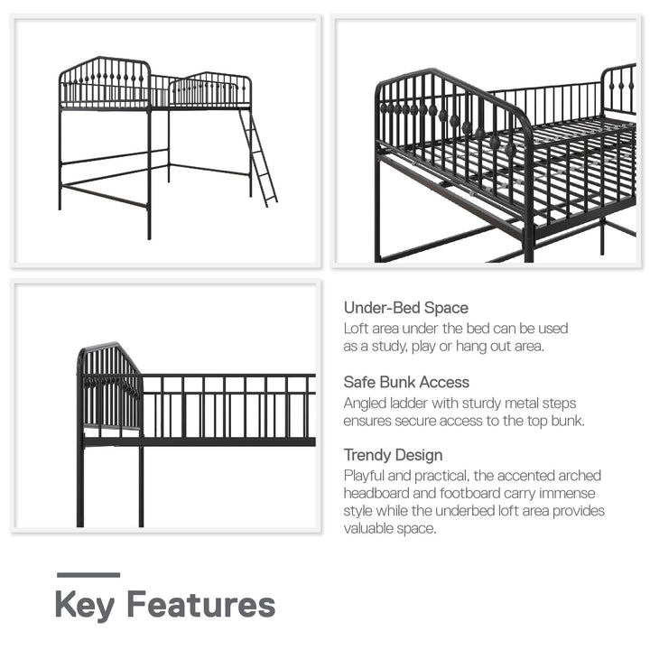 Bushwick Metal Loft Bed - Black - Full