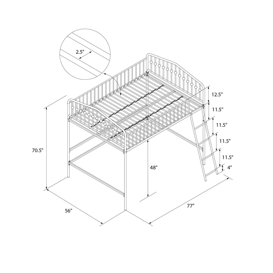 Bushwick Metal Loft Bed - Off White - Full