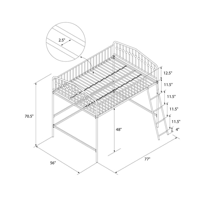 Bushwick Metal Loft Bed - Off White - Full