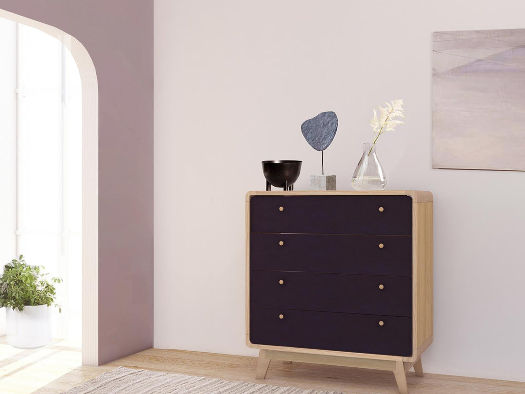 Leva Scandinavian Style 4 Drawer Dresser - Natural