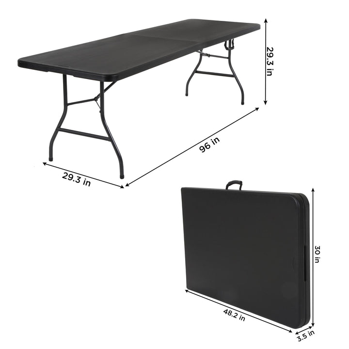 8 ft Fold-in-Half Banquet Folding Table with Handle - Black - 8’ FIH