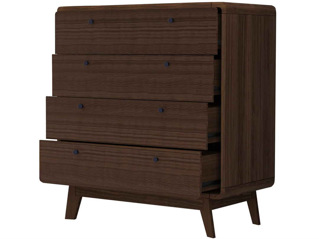 Leva Scandinavian Style 4 Drawer Dresser - Walnut