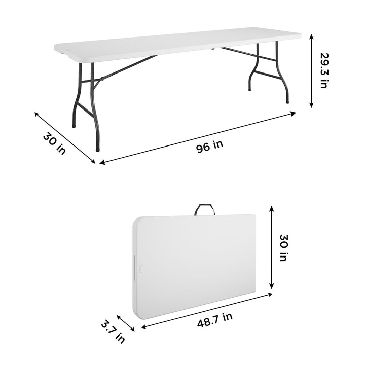 8 ft Fold-in-Half Banquet Folding Table with Handle - White - 8’ FIH