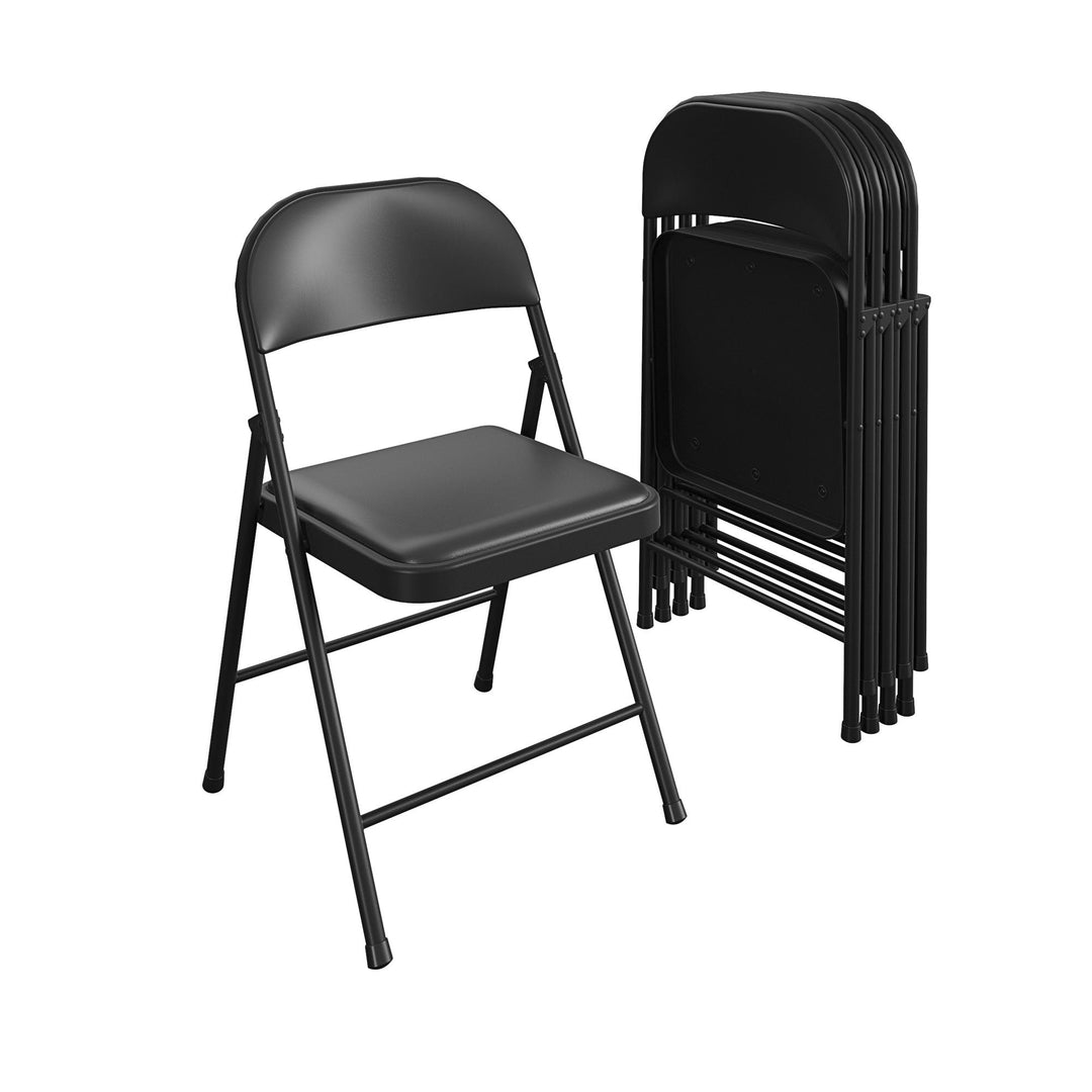 SmartFold Vinyl Folding Chair, 4-Pack - Black - 4-Pack