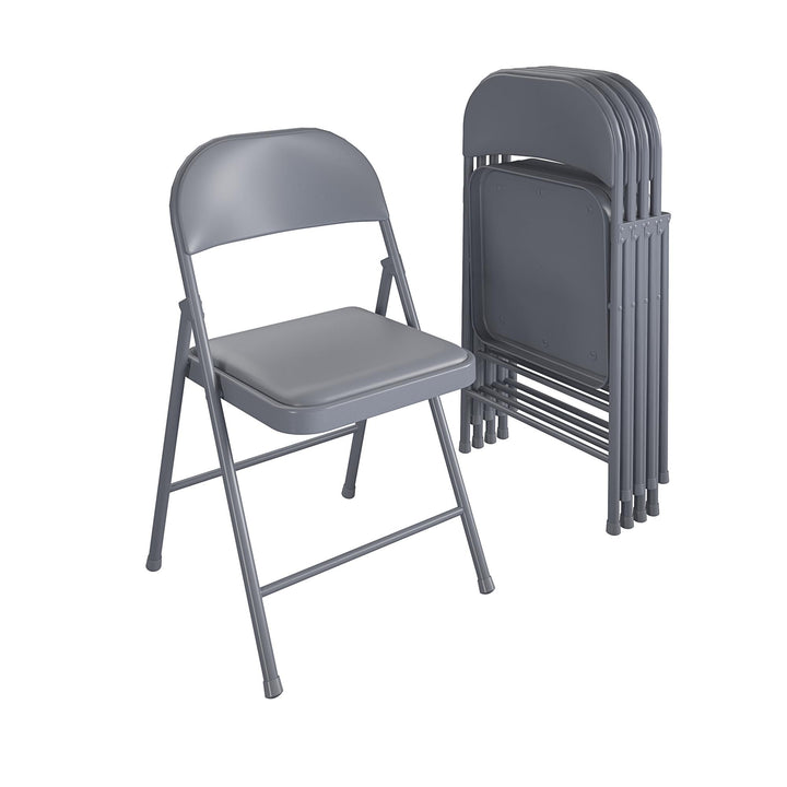 SmartFold Vinyl Folding Chair, 4-Pack - Graphite Grey - 4-Pack