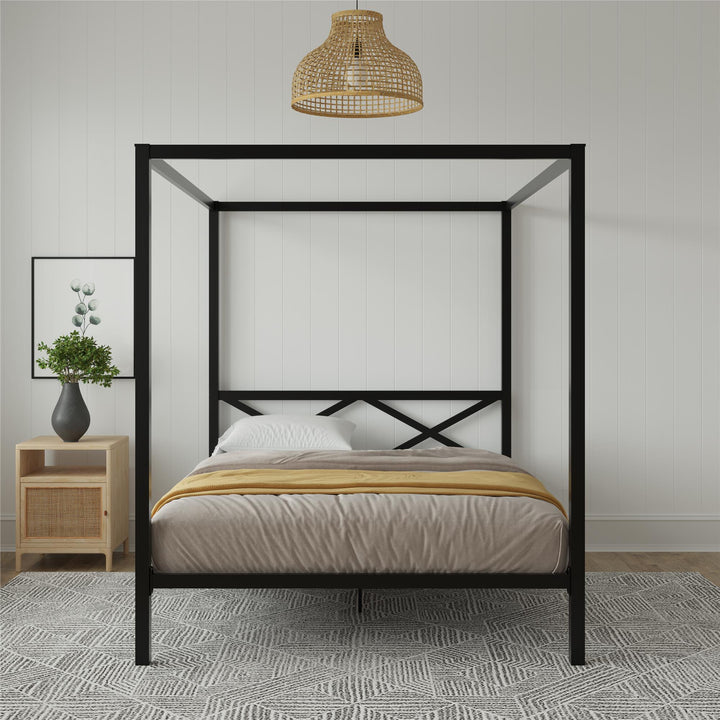 Remna Queen Metal Canopy Bed - Black - Queen