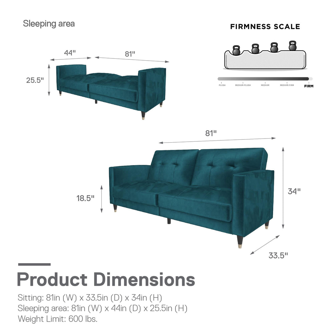 Penelope Pin Tufted Futon - Green