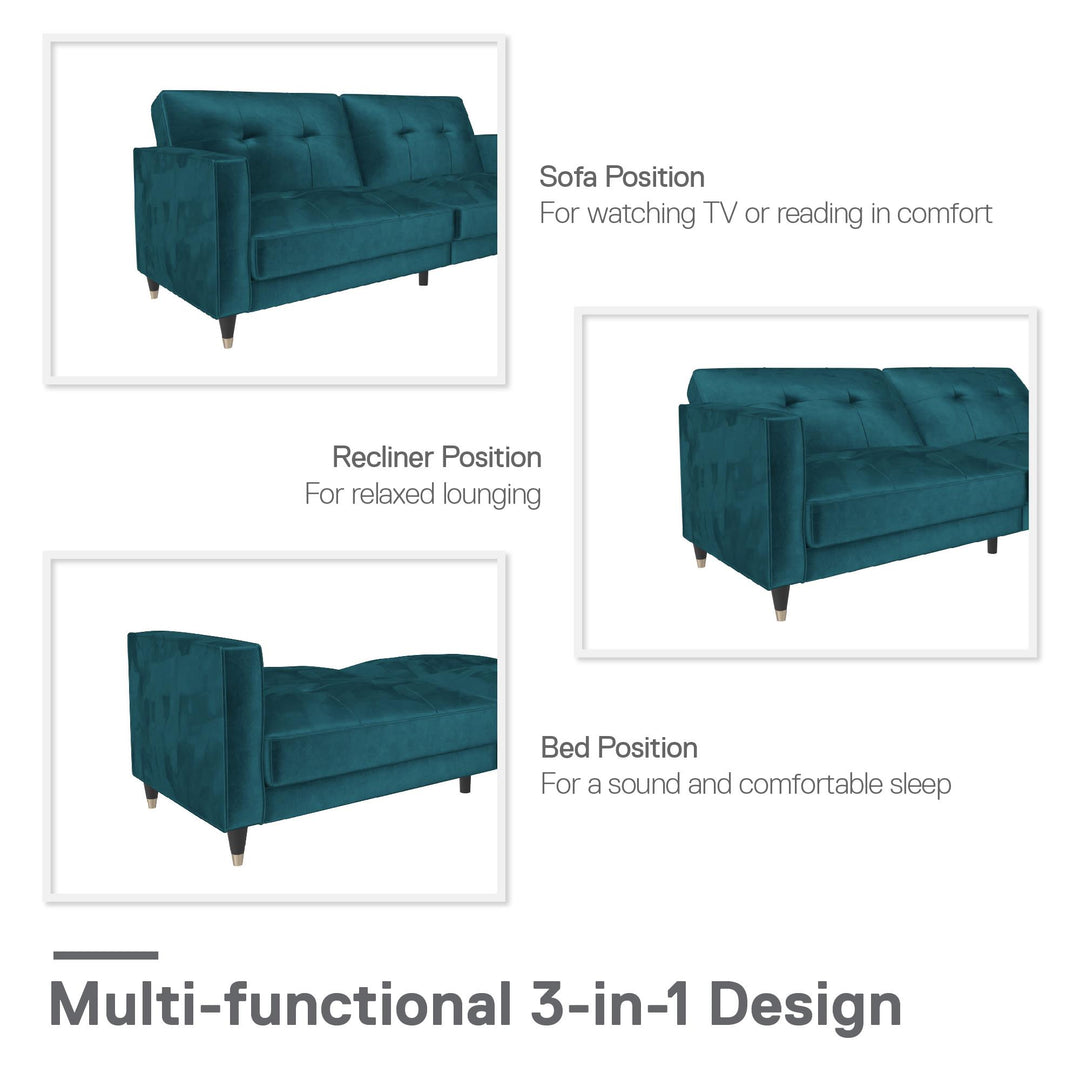 Penelope Pin Tufted Futon - Green