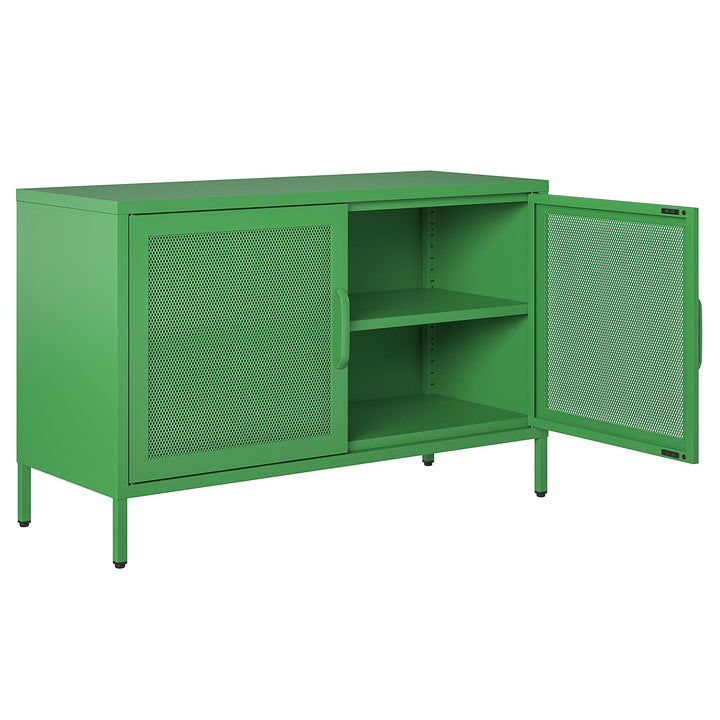 Channing 2 Door Storage Cabinet Mesh Metal Locker. - Kelly Green