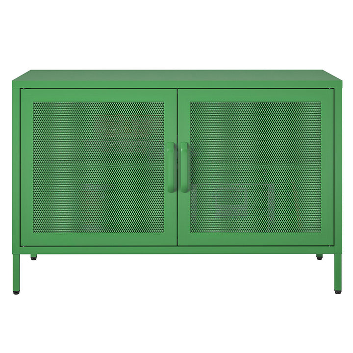 Channing 2 Door Storage Cabinet Mesh Metal Locker. - Kelly Green