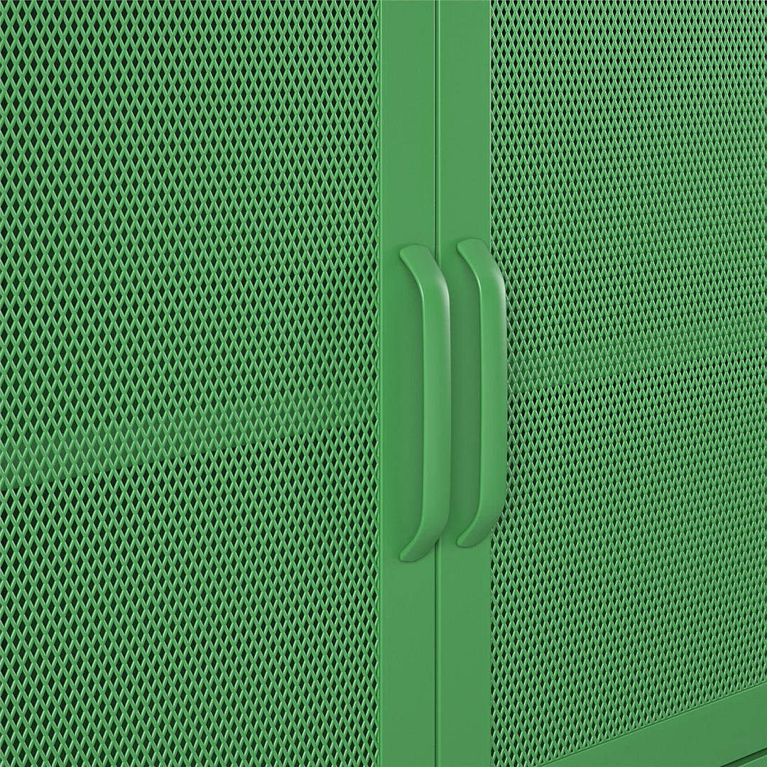 Channing 2 Door Storage Cabinet Mesh Metal Locker. - Kelly Green