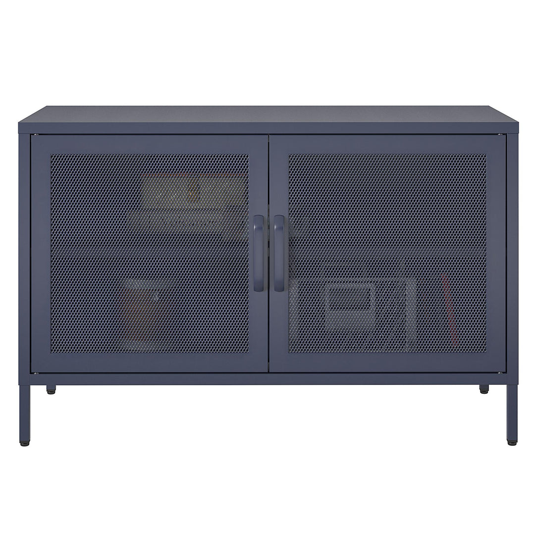 Channing 2 Door Storage Cabinet-Mesh Metal Locker - Navy