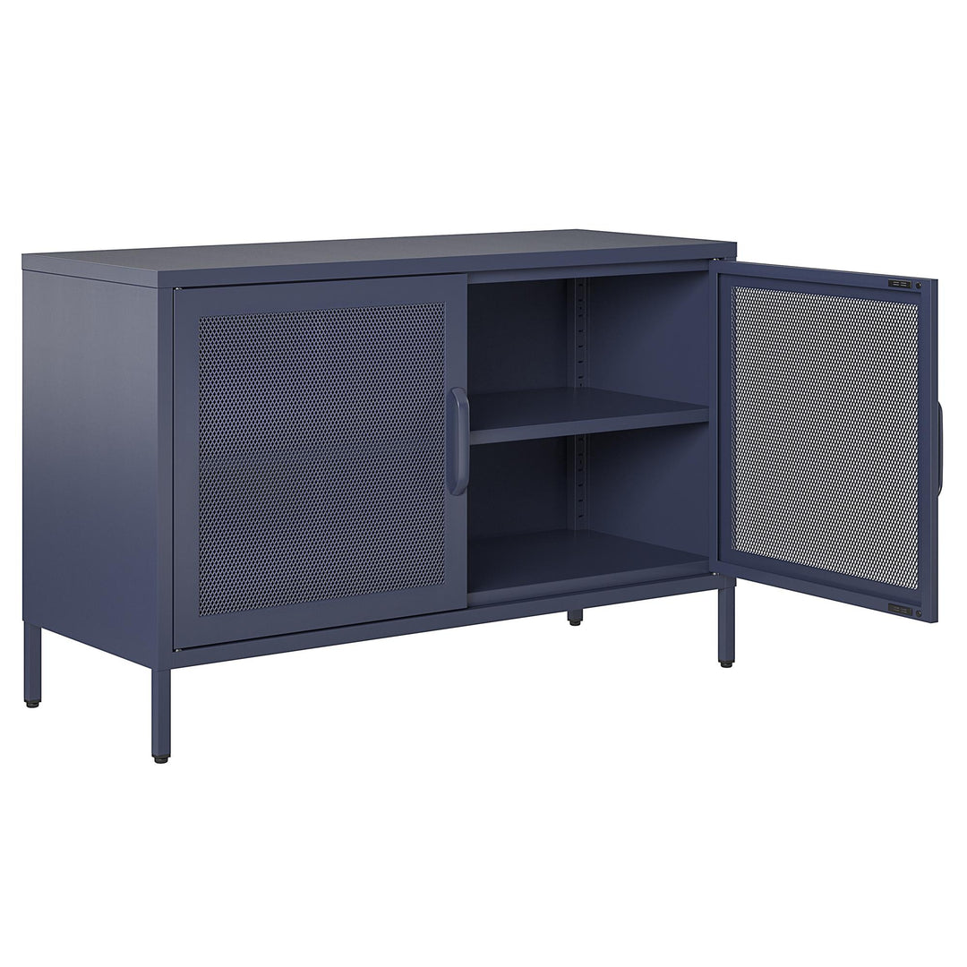 Channing 2 Door Storage Cabinet-Mesh Metal Locker - Navy