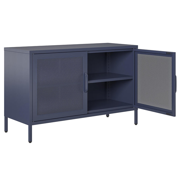 Channing 2 Door Storage Cabinet-Mesh Metal Locker - Navy