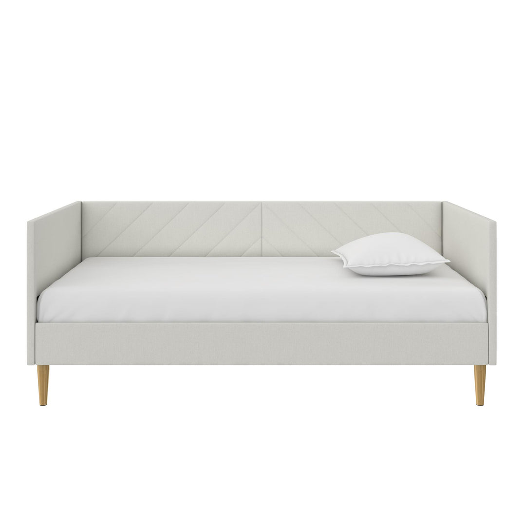 Alicent Upholstered Daybed with Gold Metal Legs - Light Gray - Twin