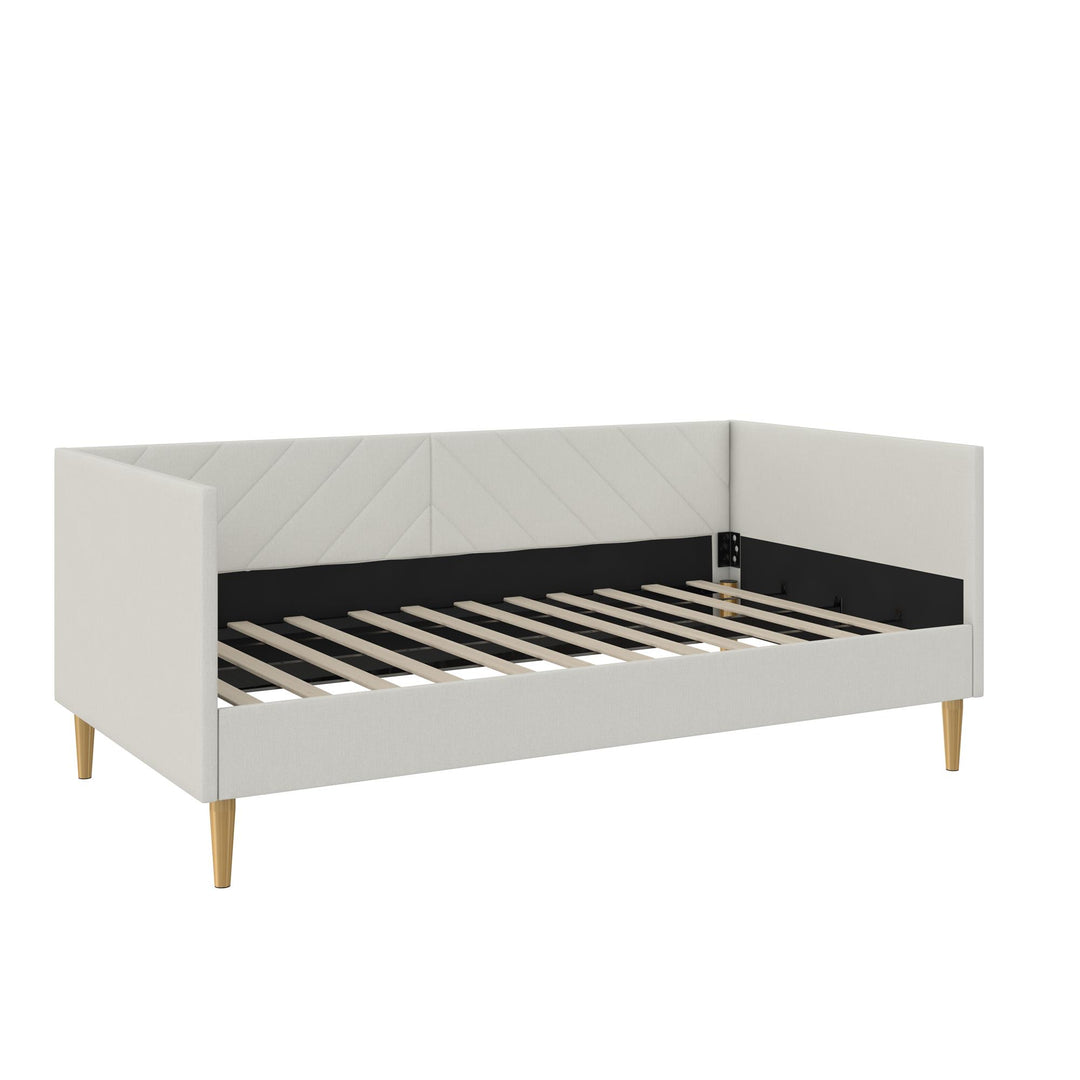 Alicent Upholstered Daybed with Gold Metal Legs - Light Gray - Twin