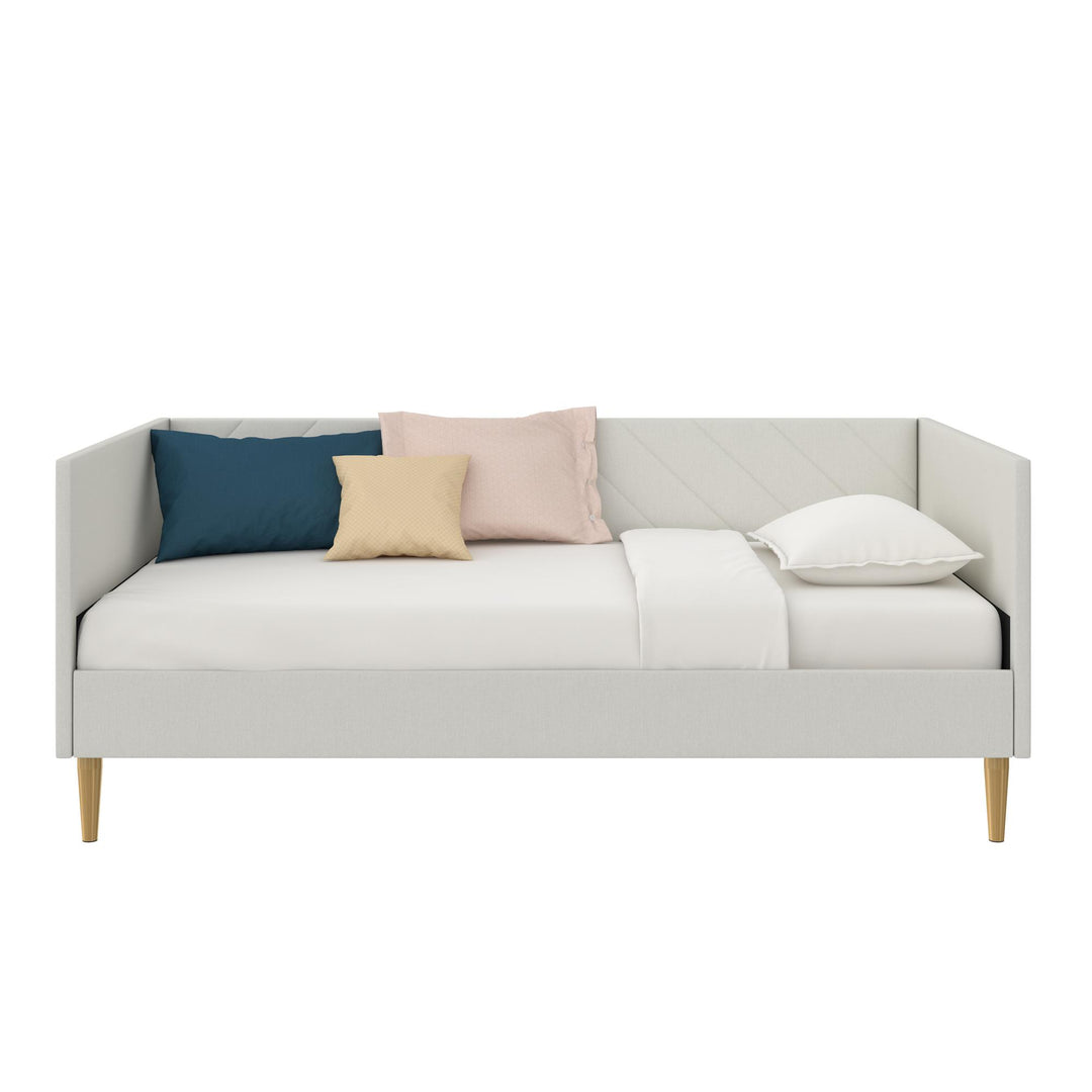 Alicent Upholstered Daybed with Gold Metal Legs - Light Gray - Twin