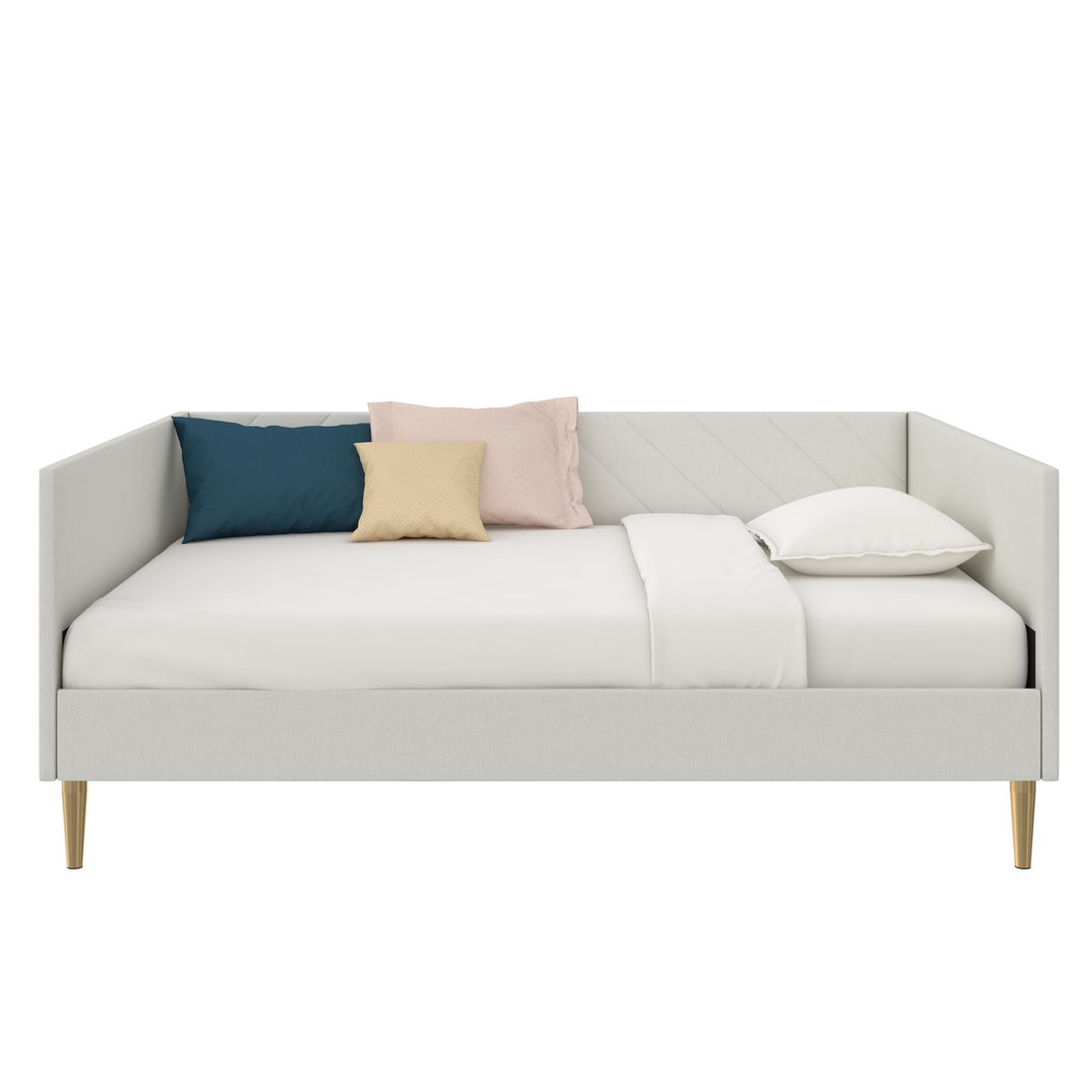 Alicent Upholstered Daybed with Gold Metal Legs - Light Gray - Full