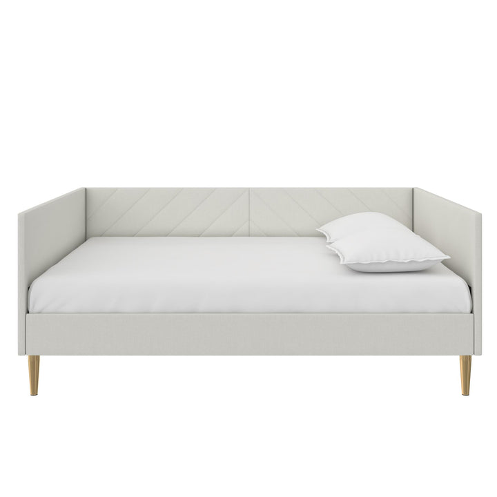 Alicent Upholstered Daybed with Gold Metal Legs - Light Gray - Full