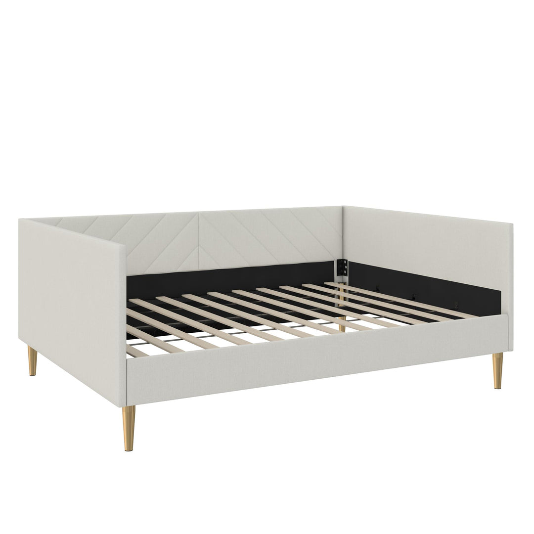 Alicent Upholstered Daybed with Gold Metal Legs - Light Gray - Full