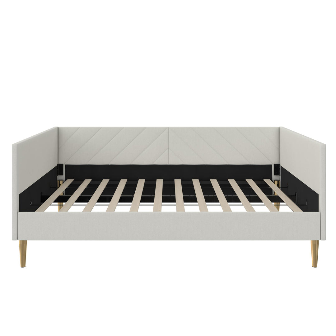 Alicent Upholstered Daybed with Gold Metal Legs - Light Gray - Full