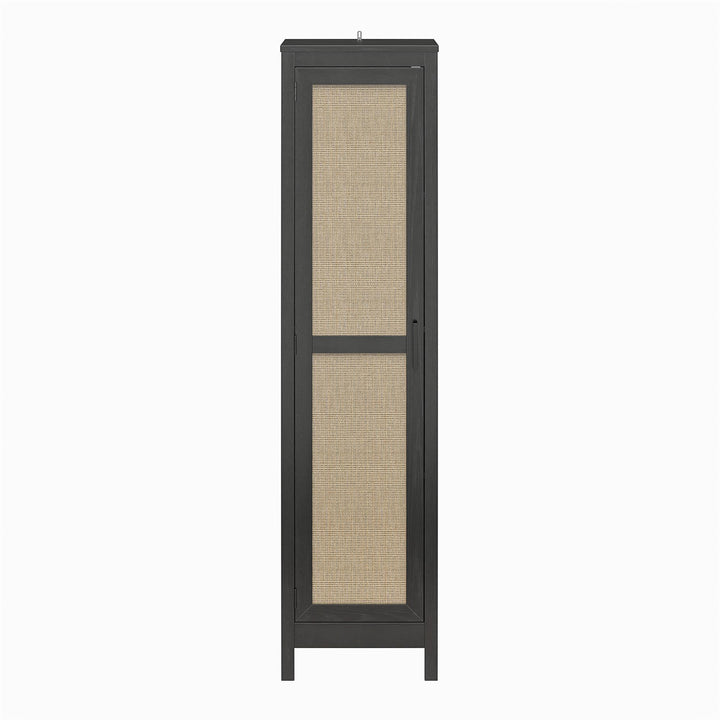 Amberly Tall 1 Door Cabinet with 4 Shelves - Black Oak