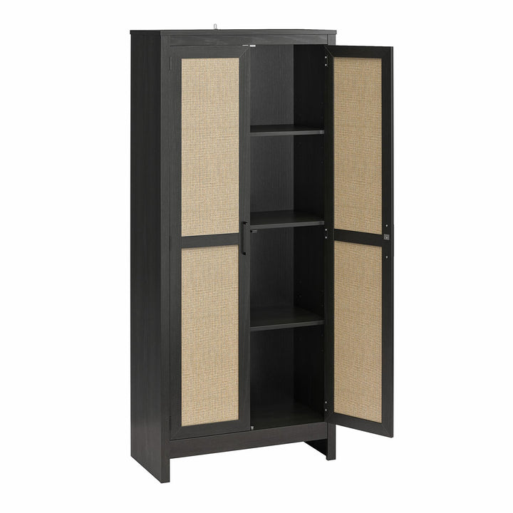 Amberly Tall 2 Door Cabinet with 4 Shelves - Black Oak