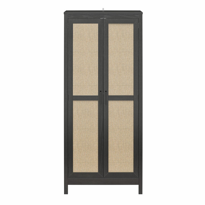 Amberly Tall 2 Door Cabinet with 4 Shelves - Black Oak