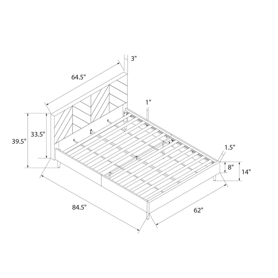 Andrea Tufted Upholstered Platform Bed - Gray - Queen