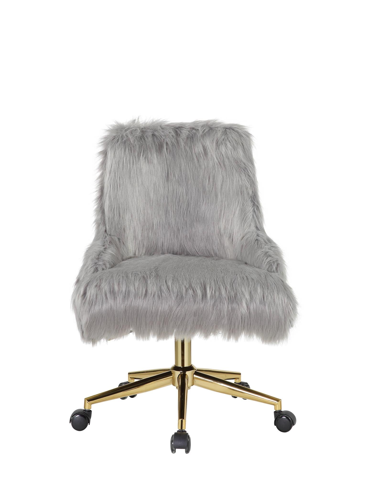 White fuzzy rolling discount chair