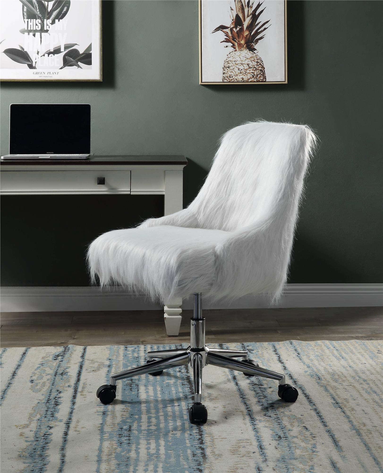 Gray faux fur online chair