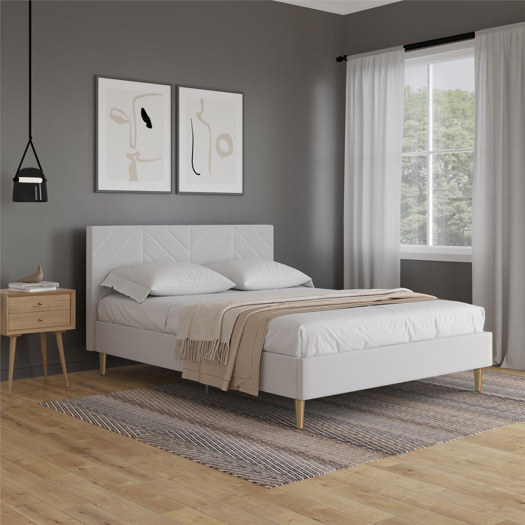 Andrea Tufted Upholstered Platform Bed - Gray - Queen