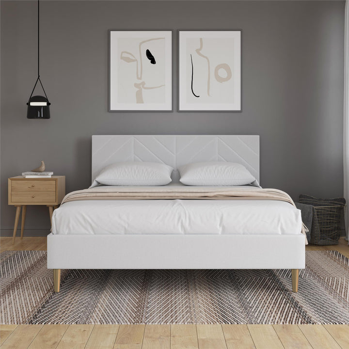 Andrea Tufted Upholstered Platform Bed - Gray - Queen