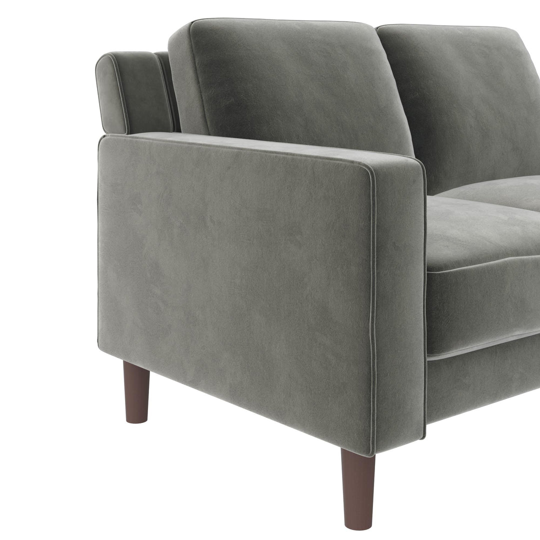 Brynn Fabric Upholstered 2 Seater Sofa with Wood Legs - Gray