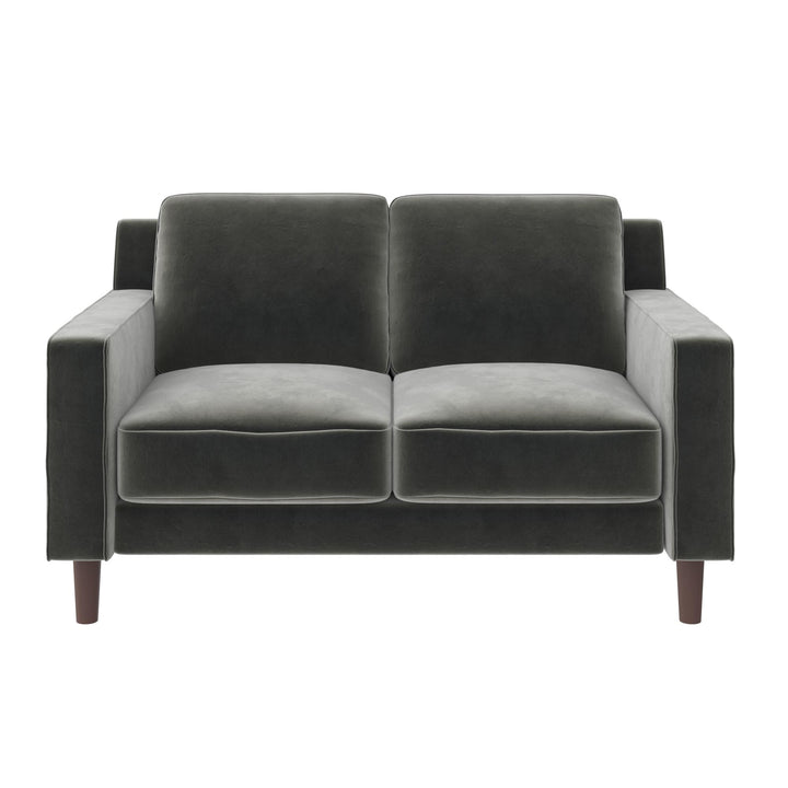 Brynn Fabric Upholstered 2 Seater Sofa with Wood Legs - Gray