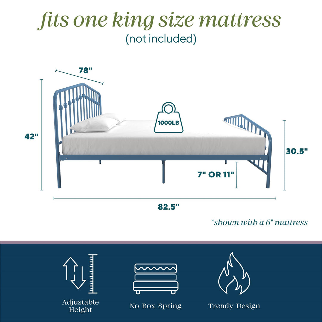 Bushwick Metal Bed - Sea Blue - King