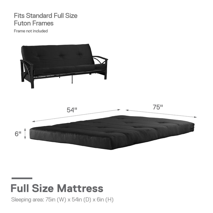 Caden 6 Inch Thermobonded High Density Polyester Fill Futon Mattress - Black - Full