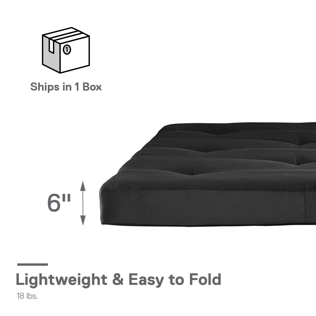 Caden 6 Inch Thermobonded High Density Polyester Fill Futon Mattress - Black - Full