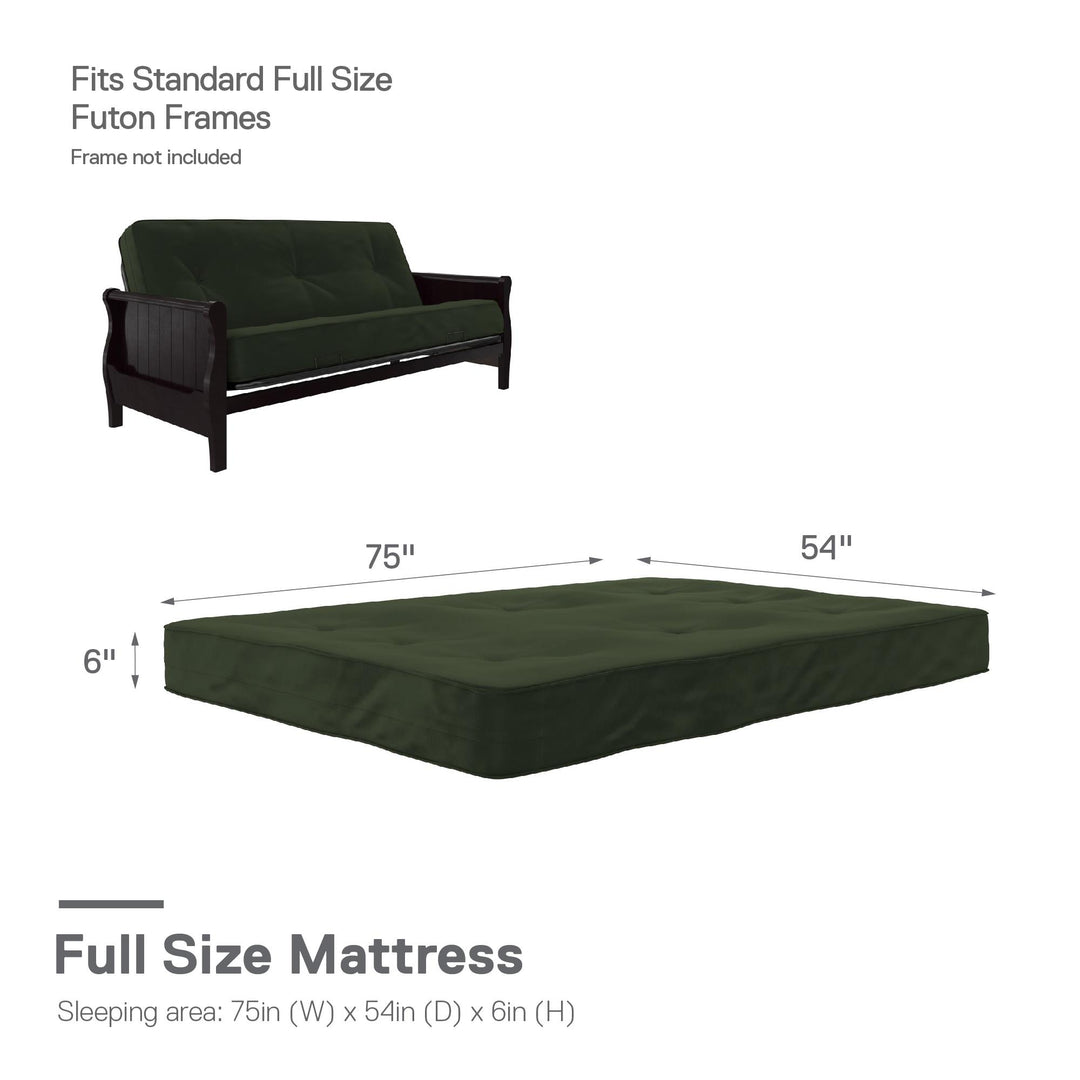 Caden 6 Inch Thermobonded High Density Polyester Fill Futon Mattress - Green - Full